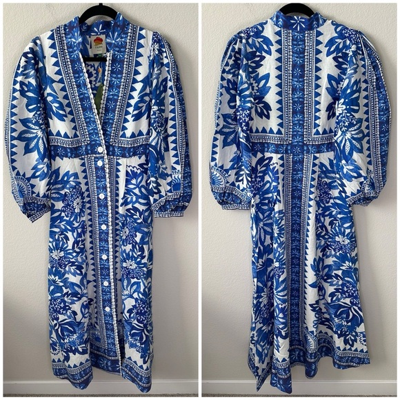 NWT Farm Rio Off-White Flora Tapestry Maxi Dress SZ XS - Picture 3 of 8